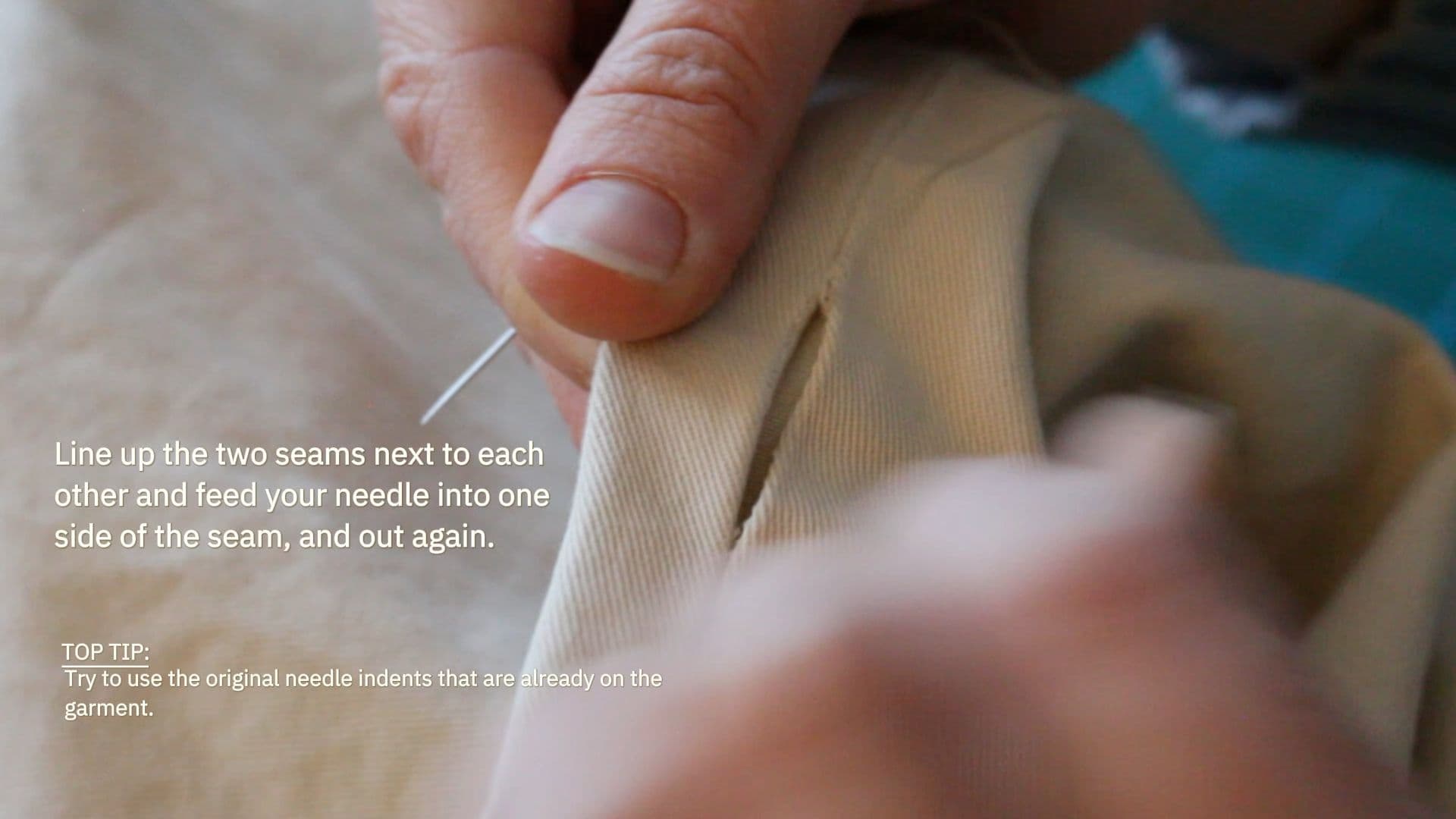 How to hand stitch a seam3
