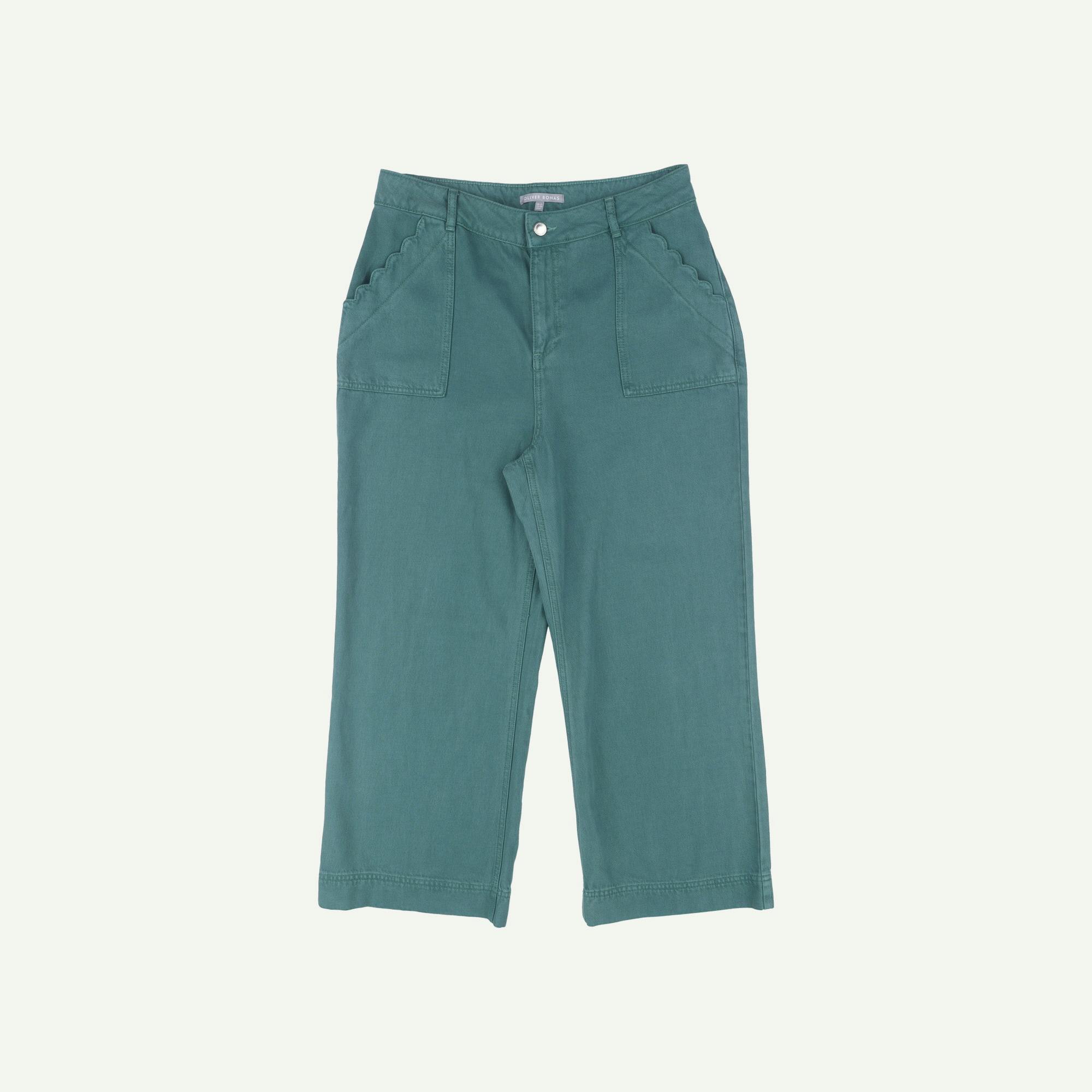 Teal Cropped Jean Trousers